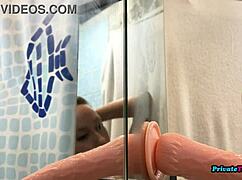 imagine this perverted blonde russian sucking dildo like it's real cock