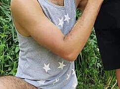 exhibitionist farmer mamou flashes huge cock in public barn while friend films everything