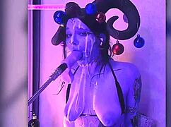 Cum-Filled Devil Cosplay Babe Deepthroats Passionately