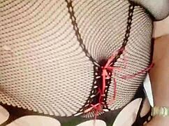 chubby latina milf neighbor squirts from huge dildo gaping her fat pussy