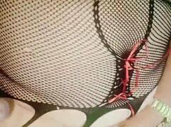 chubby latina milf neighbor squirts from huge dildo gaping her fat pussy