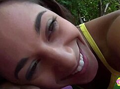 whoa sensual yoga turns into hot brunette lesbians stripping for outdoor scissoring 🔥💦