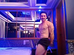 Horny yoga student sucks personal trainer's monster cock mid functional workout