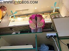 hidden cam catches hot 18 yo brunette slut upskirt pussy at work