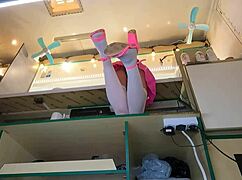 hidden cam catches hot 18 yo brunette slut upskirt pussy at work