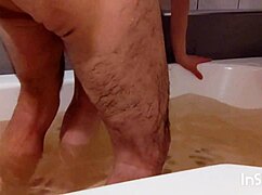 whoa this 50s milf in the bathroom kisses n ends with mouth creampie