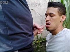 older guys take me bareback deep amid the forest trees outdoors