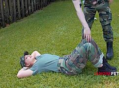 whoa, these horny military teens ride big tits in boot camp bikinis!