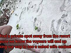 Curious how exhibitionist wife Helena Price teases cocks nude on Caribbean beach for her husband's eyes?