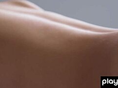 Cute petite asian li moon strips sexy lingerie bares shaved pussy relaxing nude