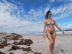 Curious how exhibitionist wife Helena Price teases cocks nude on Caribbean beach for her husband's eyes?