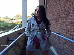 chloe lovette flashes her body while smoking publicly outdoors