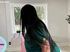 curvy black bbw licks juicy pussy during wax appointment