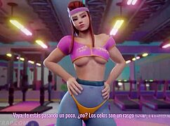 Brigitte's shadow gym workout hides naughty pussy licks