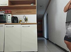 raw risky sex with my husband's friend while he showered in kitchen