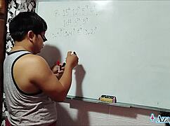 Asian Nerd Student Fucks Teacher in Bedroom Algebra Lesson