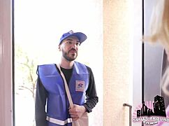 Mailman Delivers Huge Cock Package To Busty Blonde Pornstar