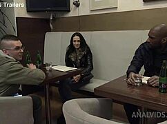 nicole love spreads shaved pussy lips for kinky black monster cock pounding her narrow ass in public outdoor cuckold sex