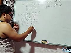 Asian Nerd Student Fucks Teacher in Bedroom Algebra Lesson