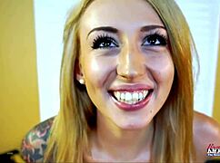 skinny tattooed blonde olyssia... mouth and pussy pounded deep cum covered!!