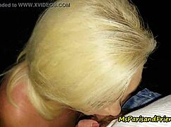 hey ms paris slurps cock deep in public heels and stockings