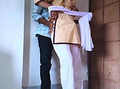 college desi student chudai with teacher on campus chad 😍🔥 cowgirl doggy