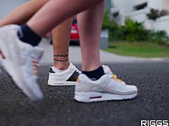 Two Horny Blonde Bikini Babes Crave Neighbor's Big Cock