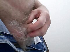 Trembling with need, rusty masturbates small cock in public toilet