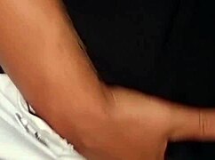 Watch her sniff and suck cock till he blasts load down her throat