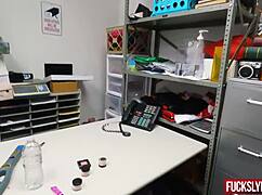 Petite Teen Hides Cock Under Clothes for Office Fuck and Deepthroat!