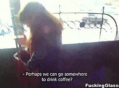 shy european rina teen with glasses gets fucked doggystyle on stairway after shower blowjob