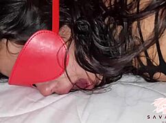 Pregnant Savannah Watson Blindfolded Bound for Hard Cum Mouth Fuck