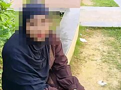 muslim hijab girl takes cash for big cock outdoor assfuck cumshot