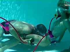 Cruz's Underwater Pool Blowjobs from Petite Blonde Brunette Lead to Cumshot Everywhere