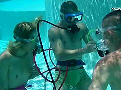 Cruz's Underwater Pool Blowjobs from Petite Blonde Brunette Lead to Cumshot Everywhere