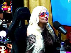 ruan slips vibrator on andressa sanchez's perky milf tits she moans hard in podcast