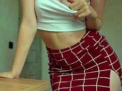 Table humping this horny babe's massive pussy lips to squirting orgasm!!