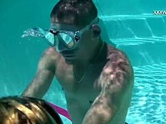 Cruz's Underwater Pool Blowjobs from Petite Blonde Brunette Lead to Cumshot Everywhere