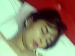 he shoves cock in her mouth waking her up for hot blowjob then she rides to creampie orgasm.