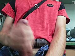 I couldn't resist masturbating naked at my desk with my skinny body on full display