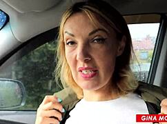 hey watch this fit babe slurp stranger's cock in car for risky public cumshot