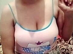 Chubby Arab Muslim Babysitter's Downblouse Tease While Cleaning Home