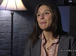 Brunette slave bound for brutal anal assfucking deepthroat choking and spanking