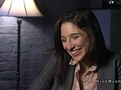Brunette slave bound for brutal anal assfucking deepthroat choking and spanking