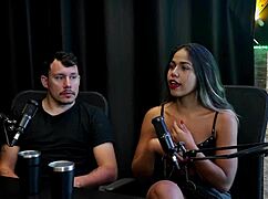 hot latina vadia gets dominated in public fetish game with singer on sheer red lingerie