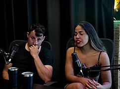 hot latina vadia gets dominated in public fetish game with singer on sheer red lingerie