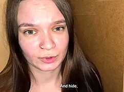 stepdad's massive cock comforts terrified stepdaughter hiding in closet while she drools all over it