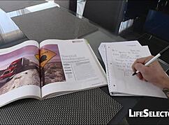 Chloe Scott blonde teen rides cock like champion. Interactive POV footjob cumshot fetish