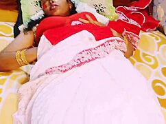 indian big-boobed saree aunty fingers herself with dirty telugu sex talk