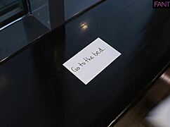 blindfolded blonde fuck doll walks up bent over waiting to drain stranger's monster cock doggystyle